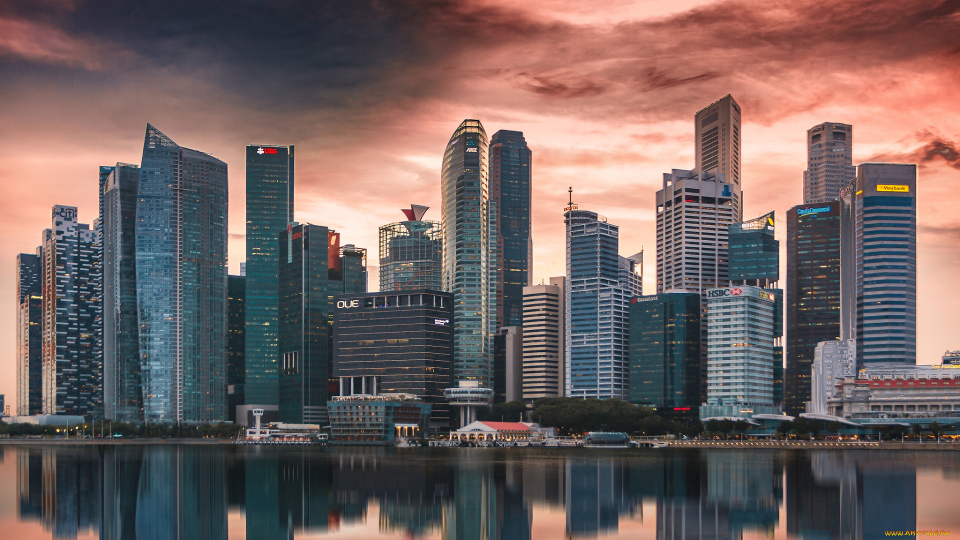 singapore, города, сингапур, , сингапур, панорама, огни, ночь