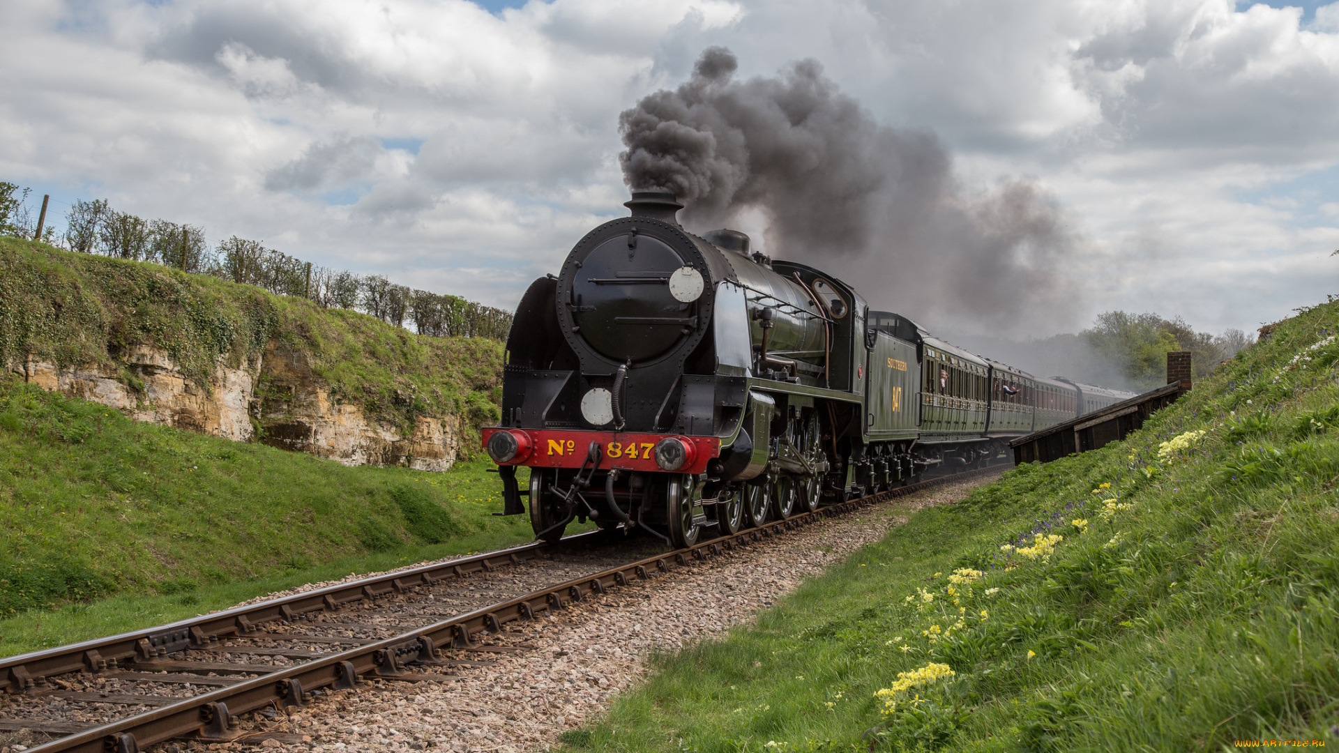 техника, паровозы, локомотив, состав