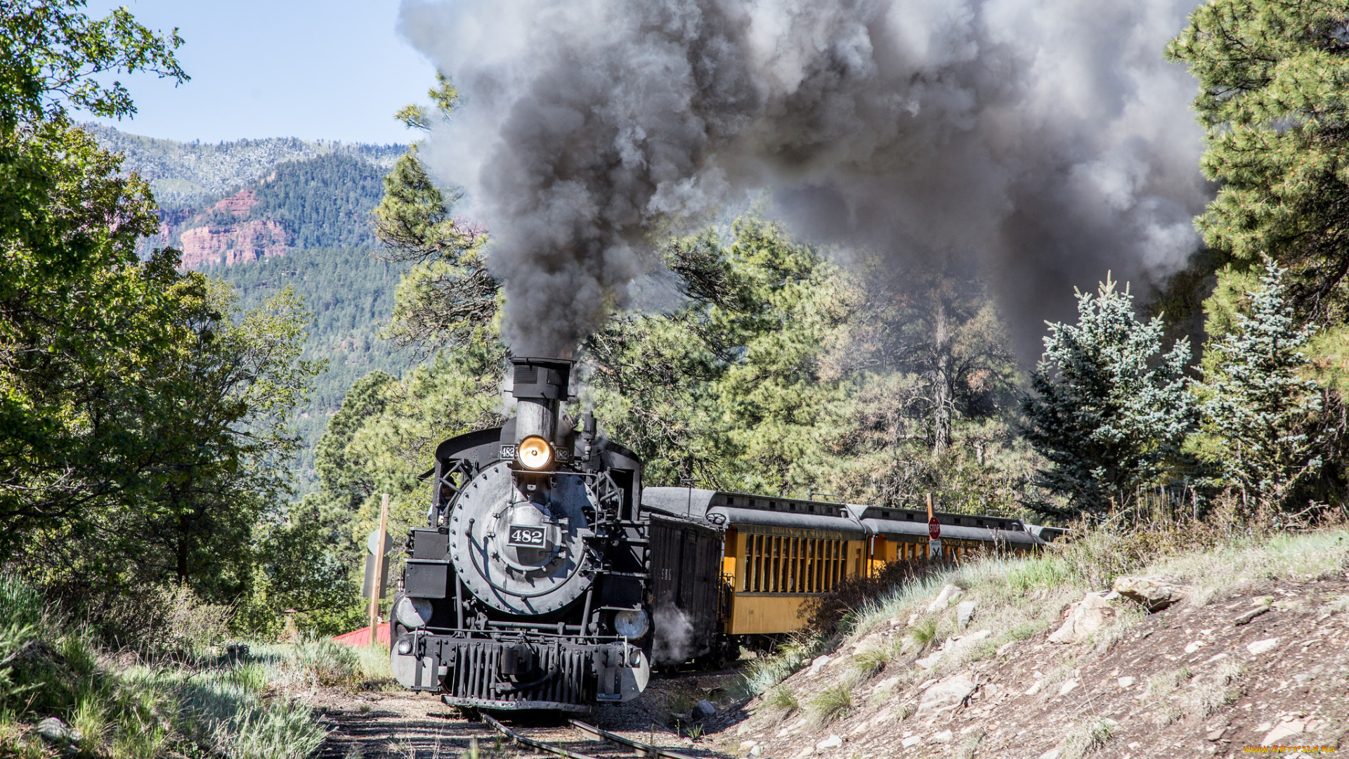 техника, паровозы, локомотив, состав