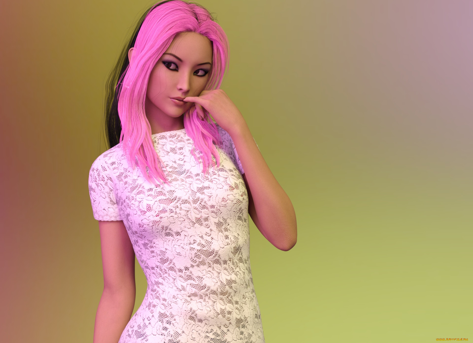 3д, графика, люди, , people, девушка, взгляд, фон