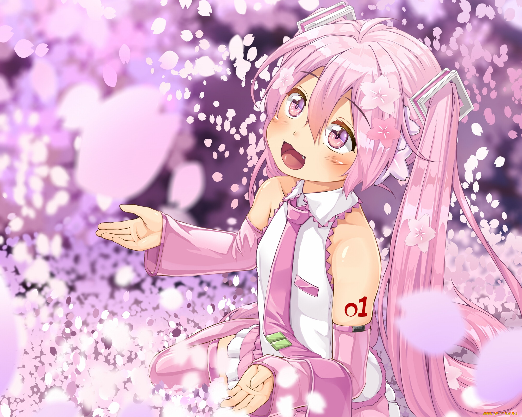 аниме, vocaloid, sakura, miku, hatsune