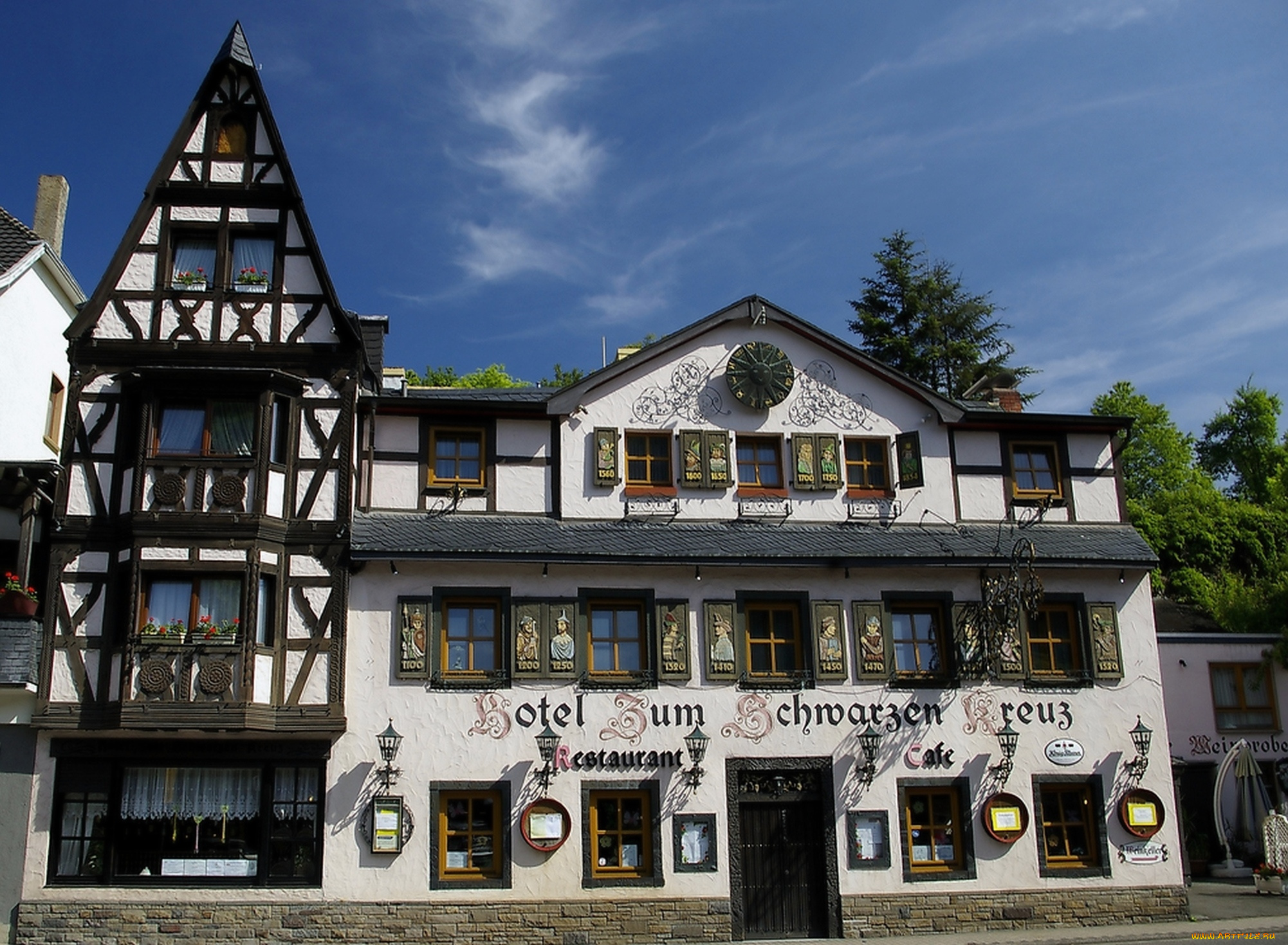 города, -, здания, , дома, пейзаж, дома, отель, старина, германия