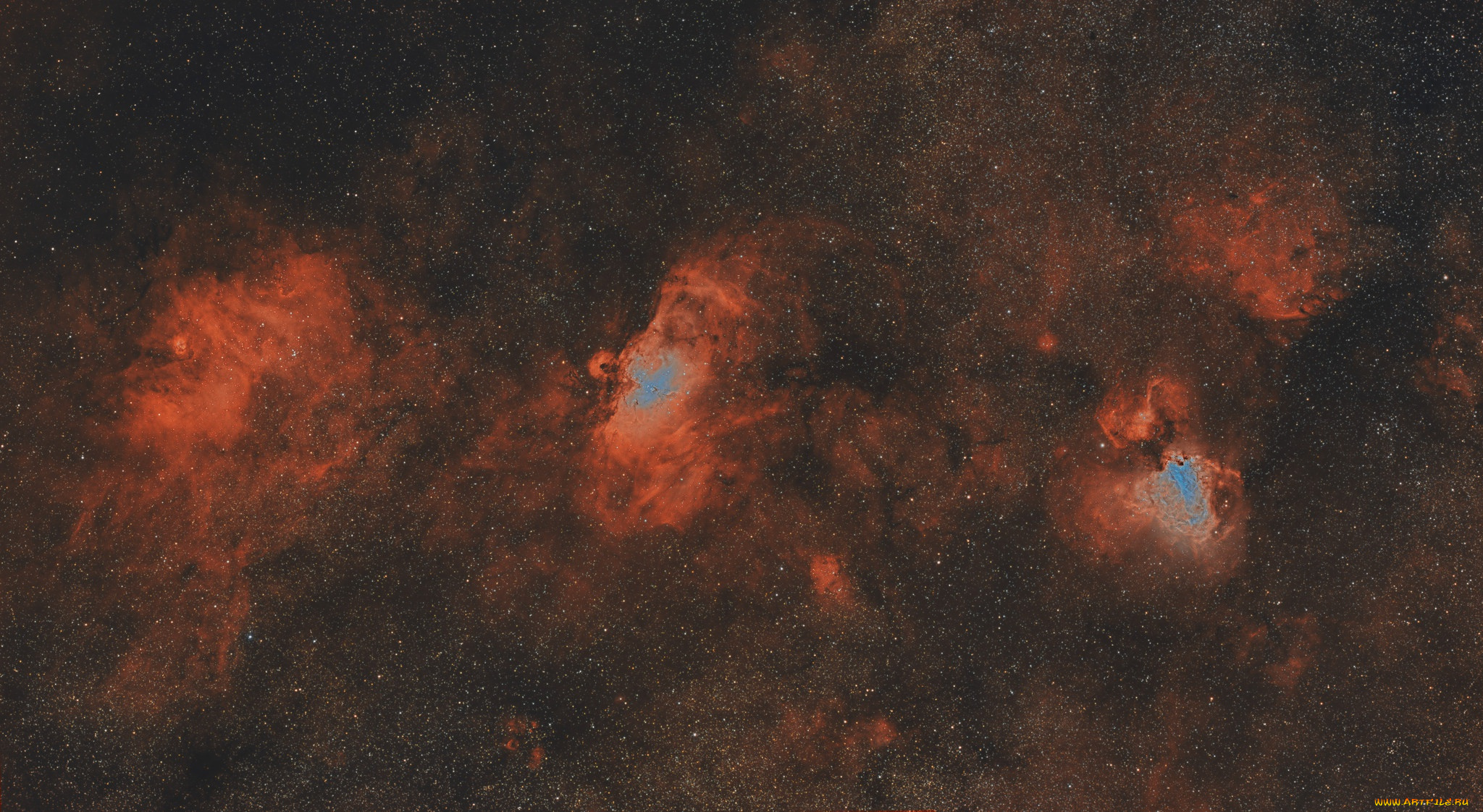 космос, галактики, туманности, m16, ngc, 6604, m18, m17