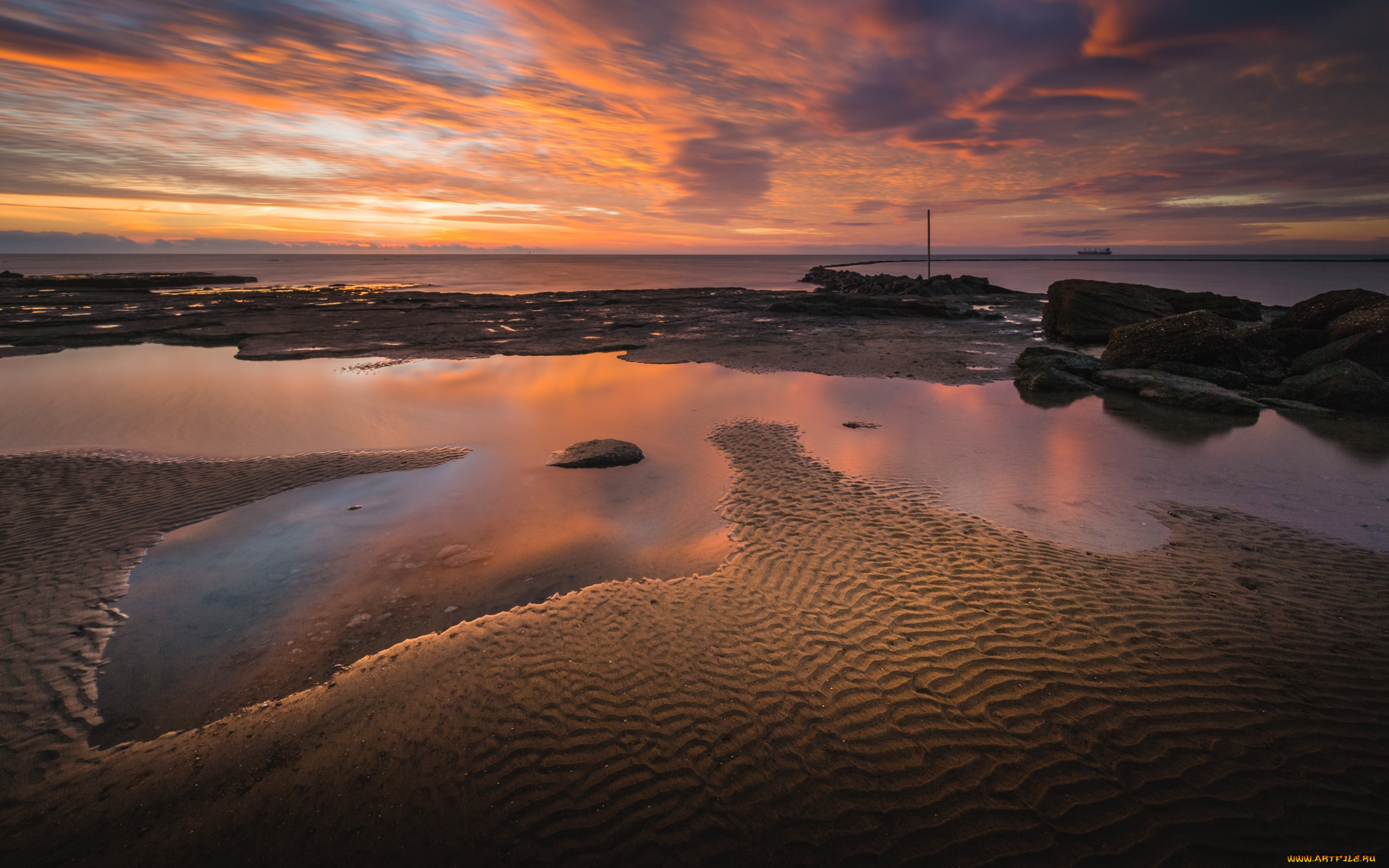 природа, побережье, простор