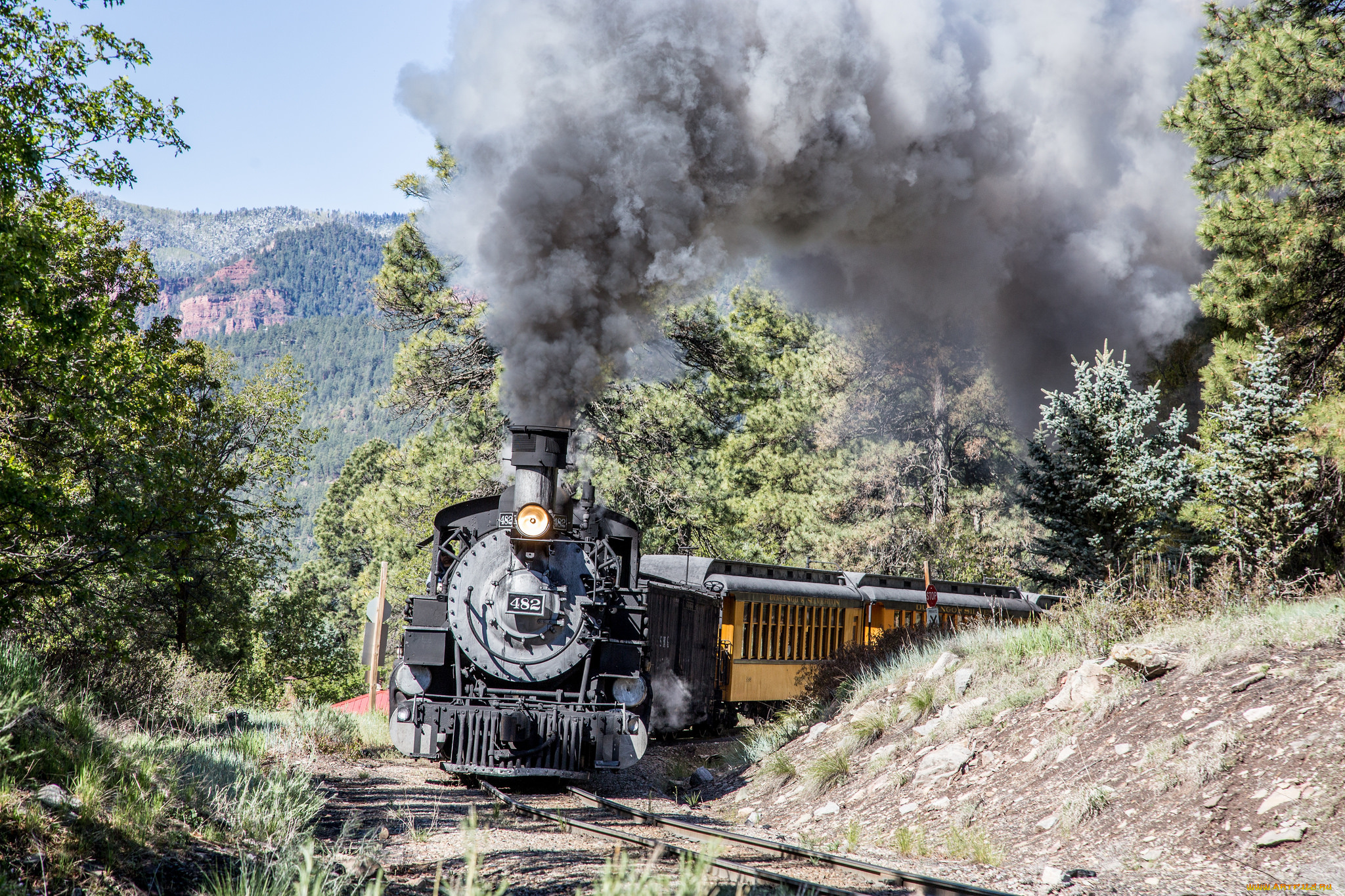 техника, паровозы, локомотив, состав