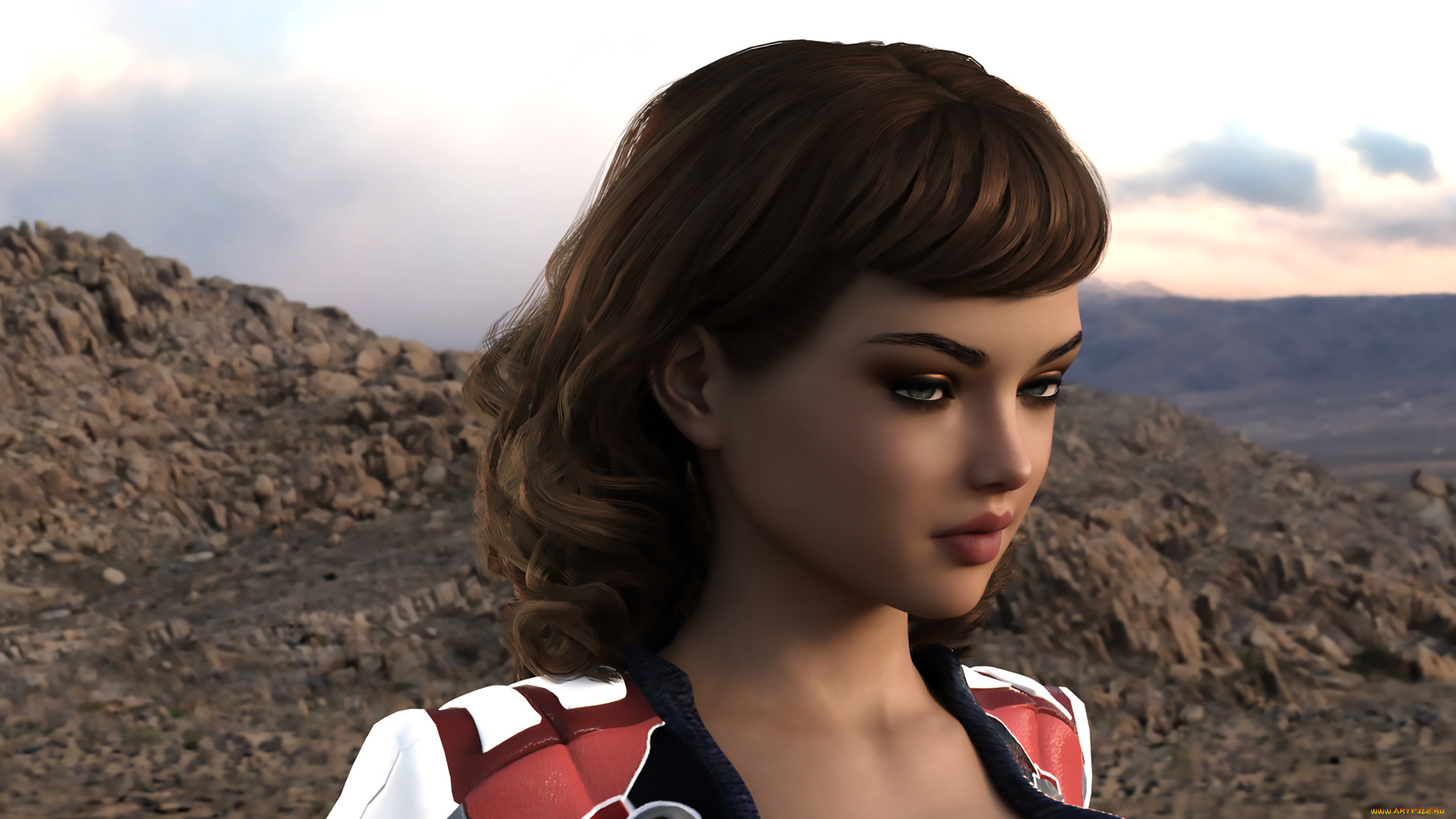 3д, графика, портрет, , portraits, фон, взгляд, девушка