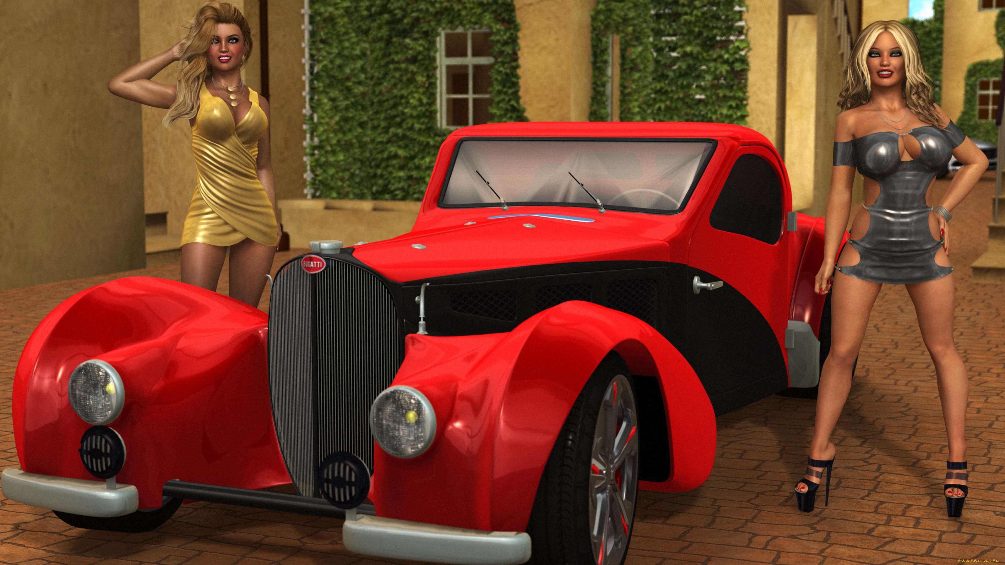 3д, графика, люди-авто, мото, , people-, car, , , moto, девушки, фон, взгляд