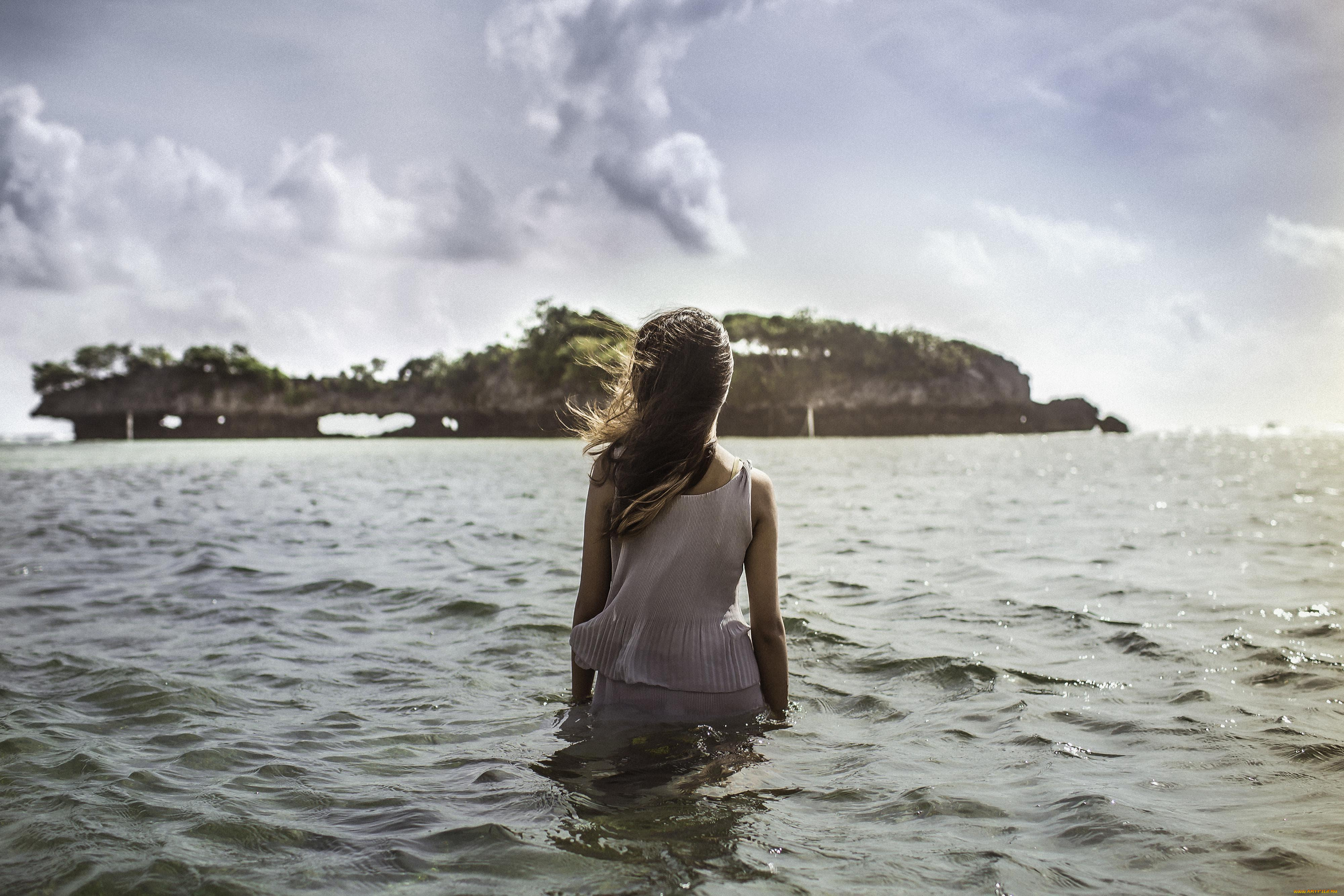 девушки, -unsort, , брюнетки, темноволосые, остров, топ, русая, тучи, море