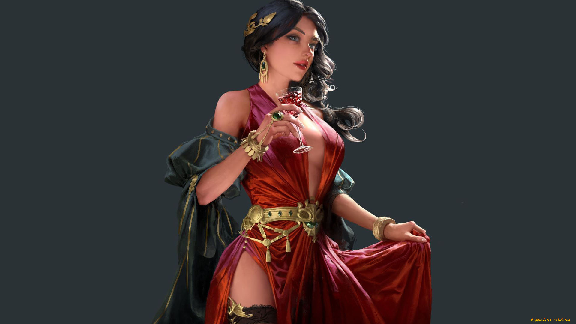 фэнтези, девушки, девушка, бокал