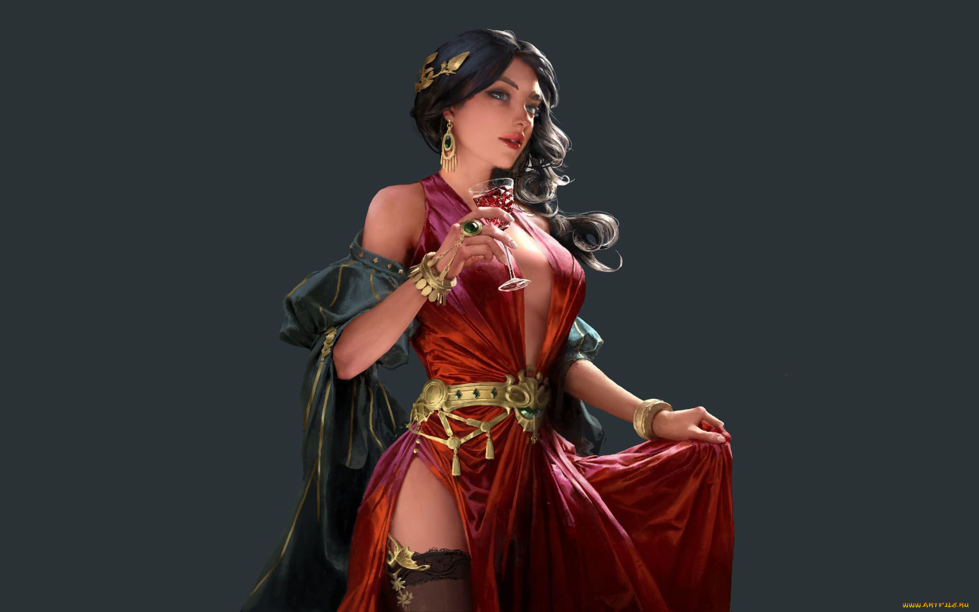 фэнтези, девушки, девушка, бокал