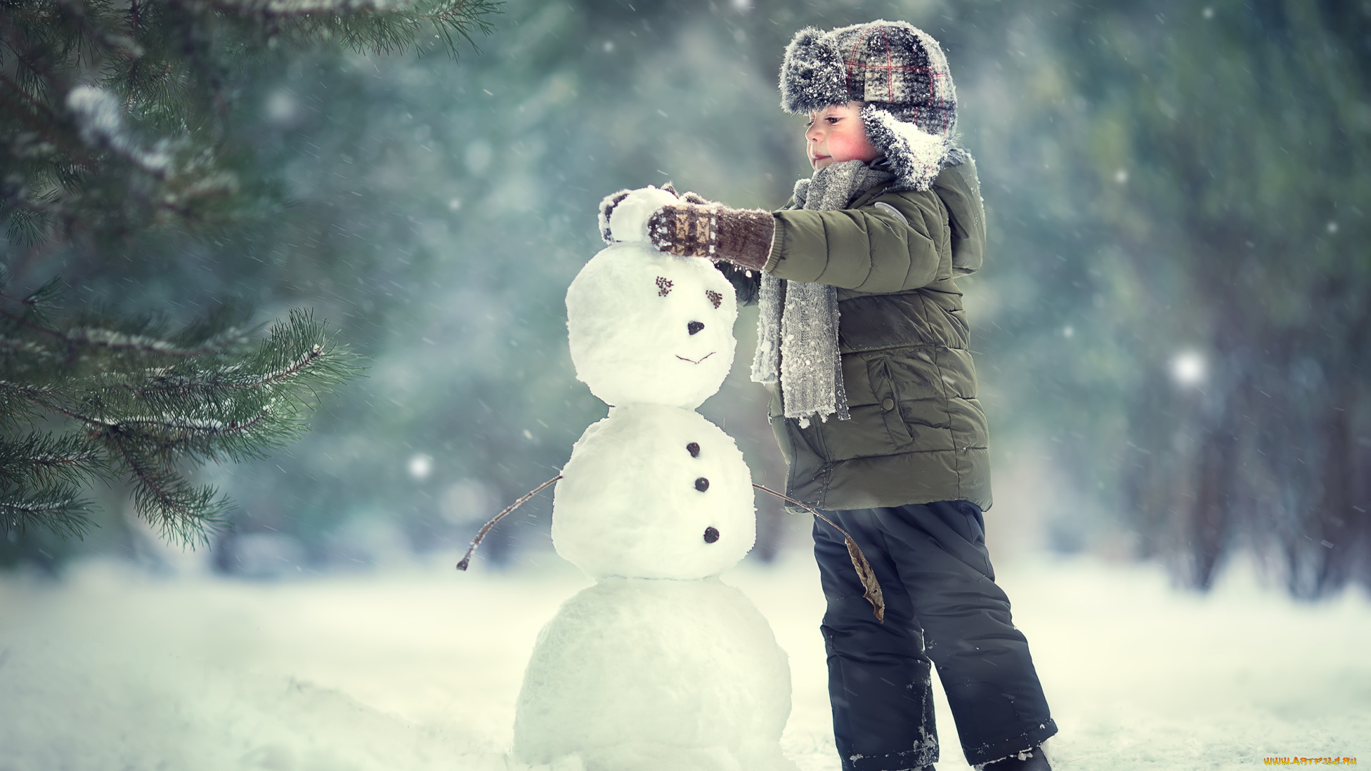 разное, дети, ребенок, снег, снеговик