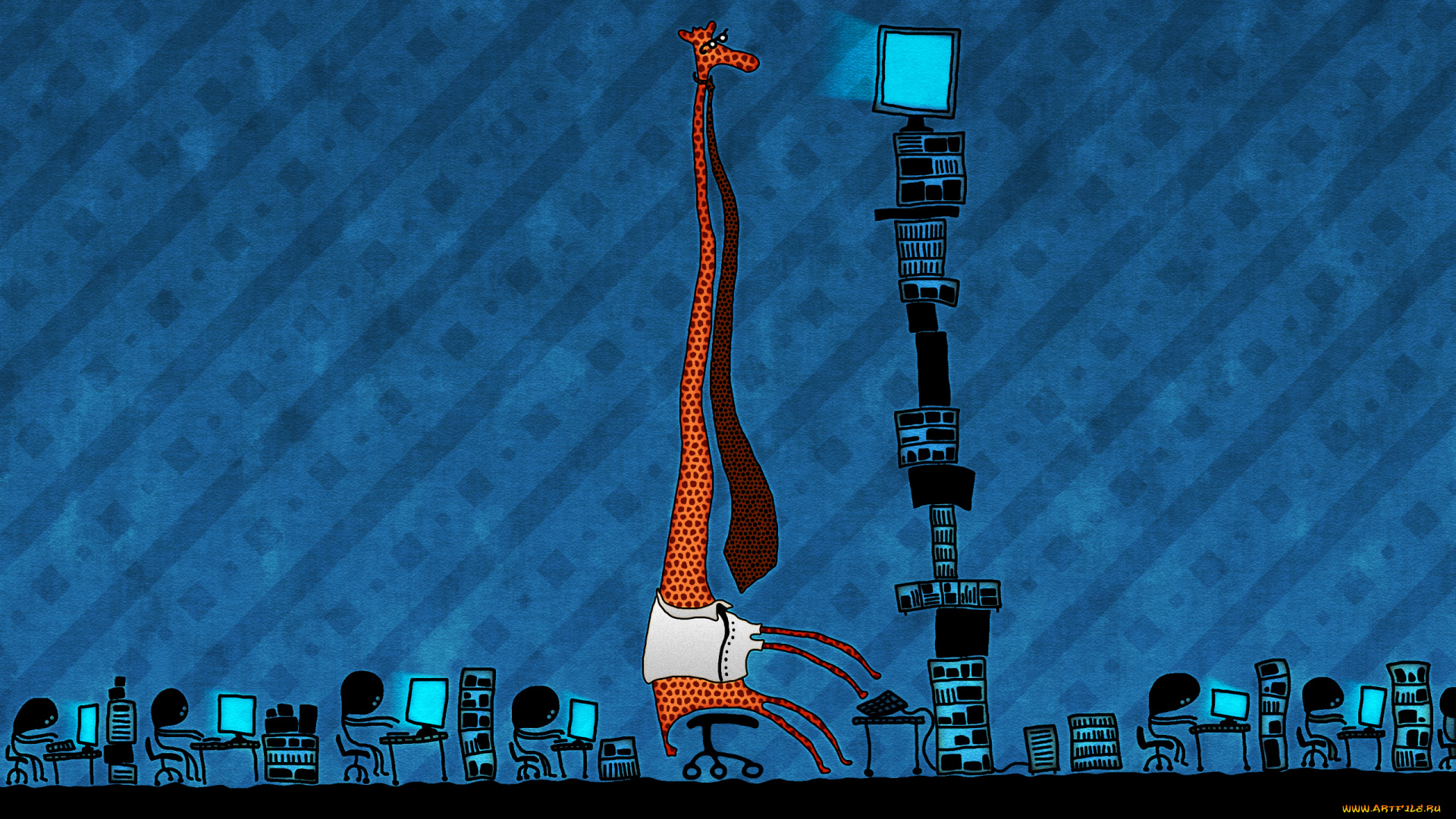 рисованное, vladstudio, жираф, компьютеры