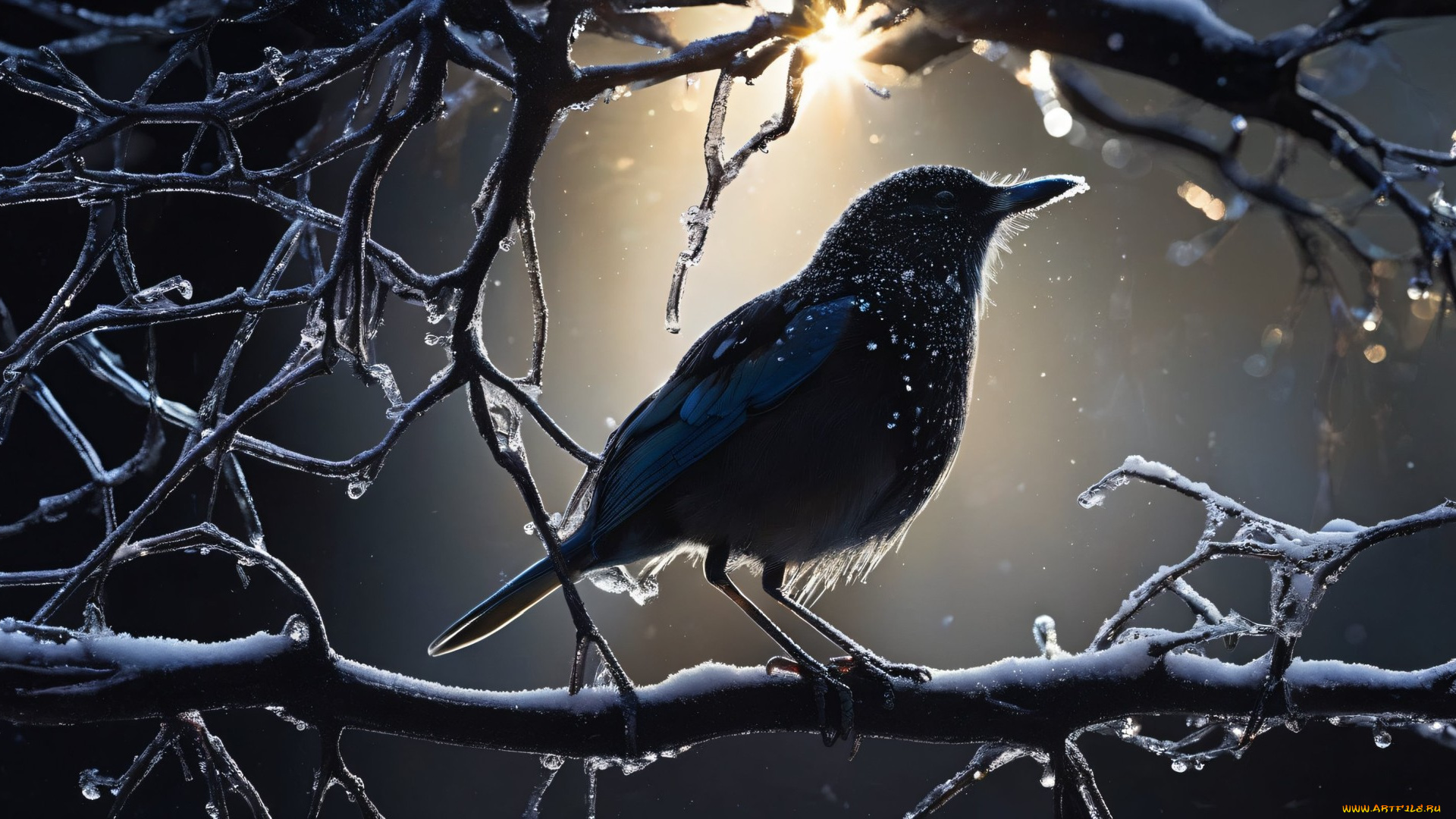 3д, графика, животные, , animals, нейросети, графика, нейроарт, ai, art, нейронные, сети, рисунки, нейро, искусство, нейрографика, graphics, neuroart, neural, networks, drawings, neuro, neurography, птица, ветка, снег