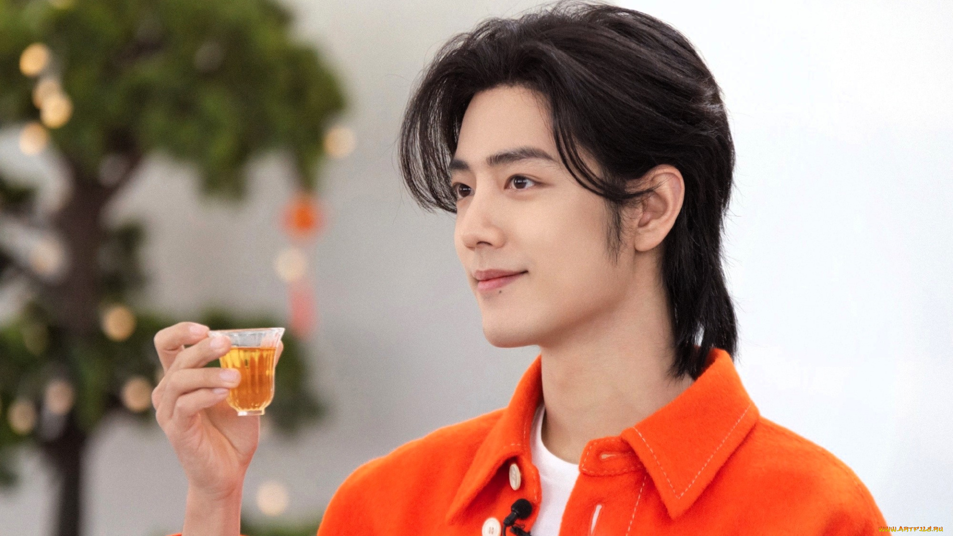 мужчины, xiao, zhan, актер, лицо, пиджак, стакан, напиток