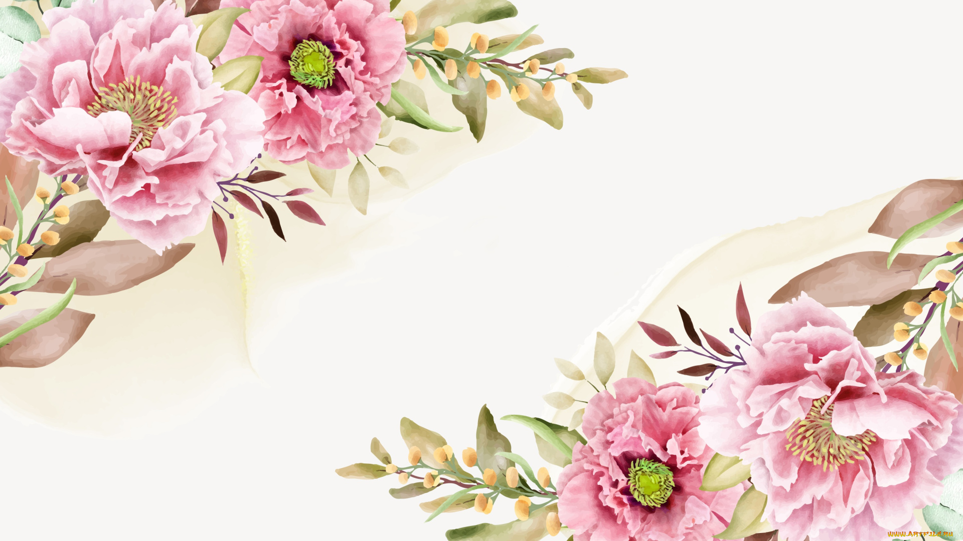 рисованное, цветы, акварель, живопись