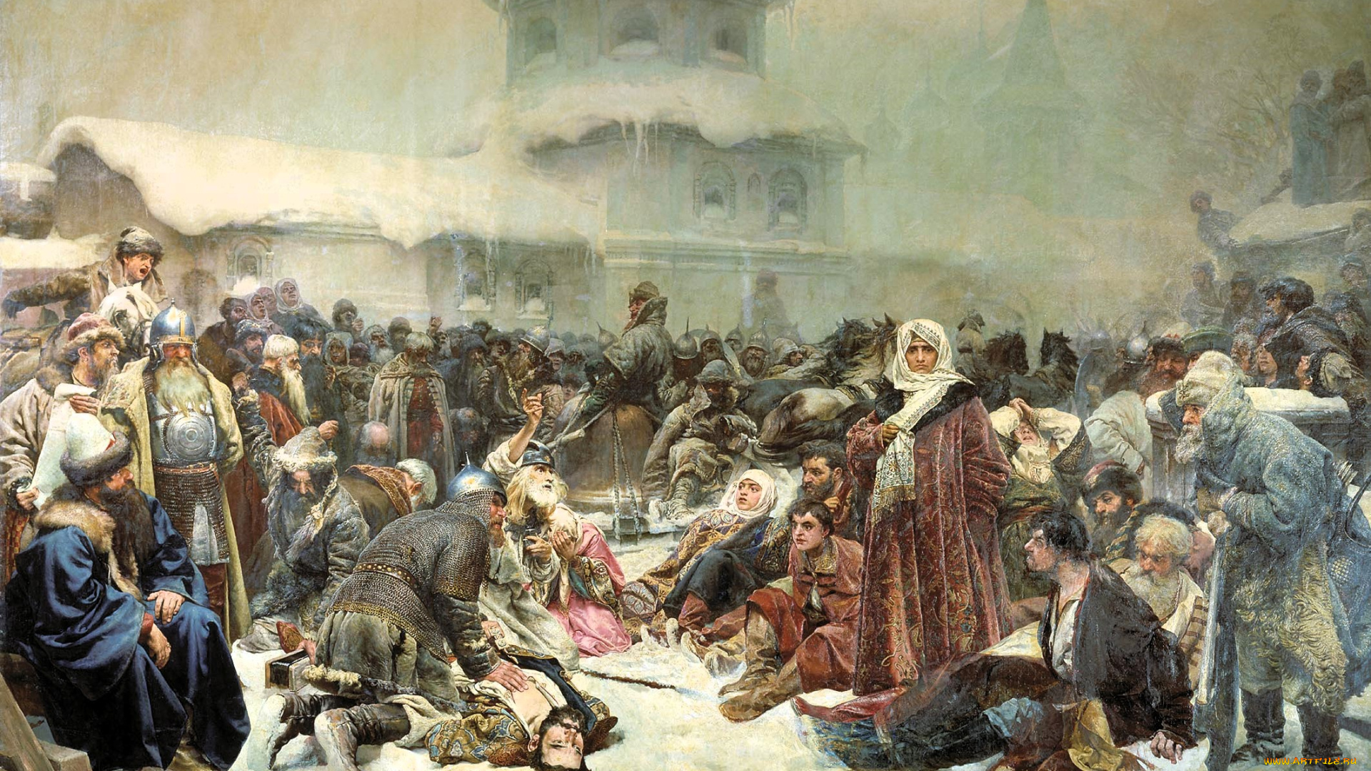 лебедев, клавдий, -, марфа, посадница, , уничтожение, новгородского, веча, рисованное, клавдий, лебедев, люди, город, здание