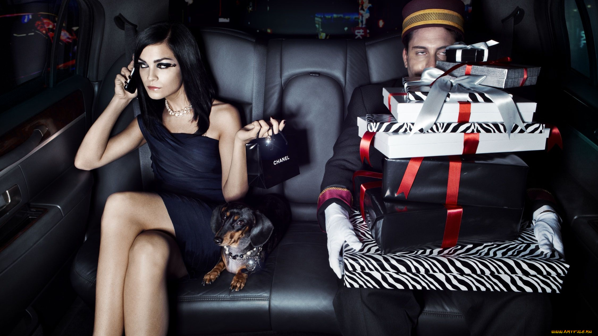 бренды, chanel, ленты, покупки, слуга, авто, такса, коробки, девушка