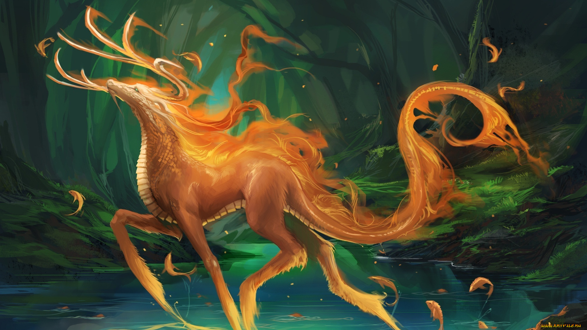 фэнтези, существа, огонь, вода