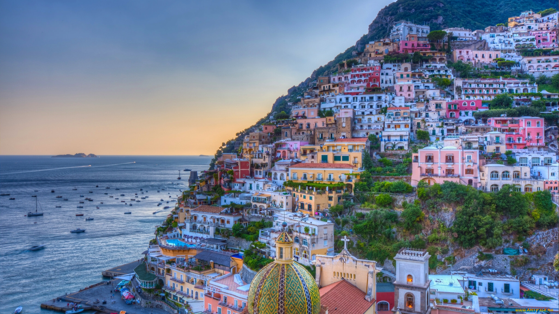 города, -, панорамы, positano, campania, italy, amalfi, coast, gulf, of, salerno, позитано, кампания, италия, амальфитанское, побережье, салернский, залив, море, здания, пейзаж