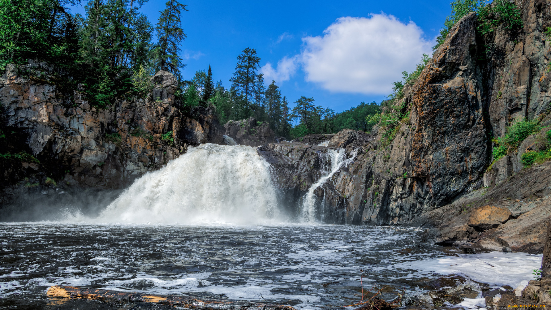 природа, водопады, лес, водопад, река