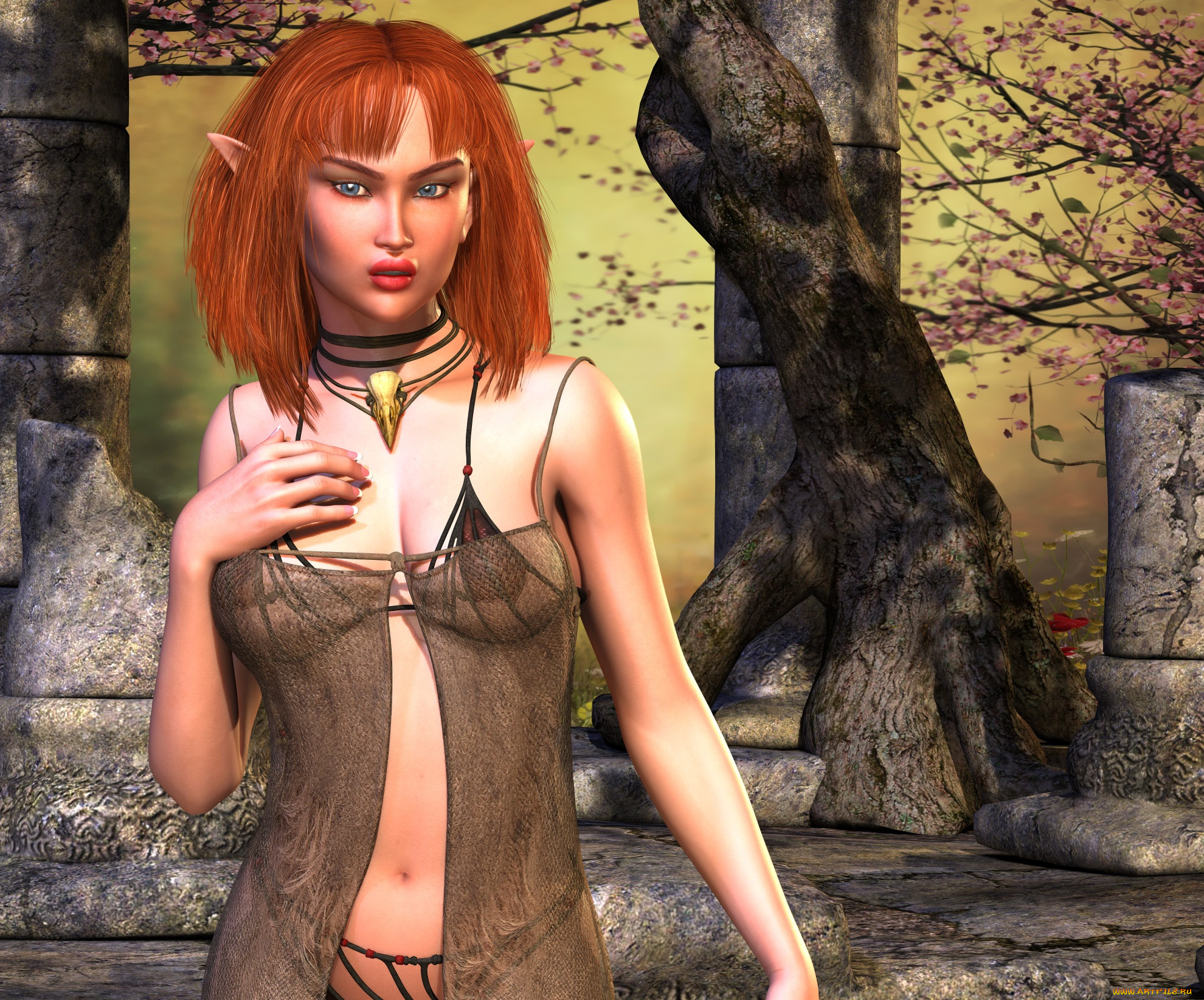 3д, графика, эльфы, , elves, эльфийка, взгляд, фон