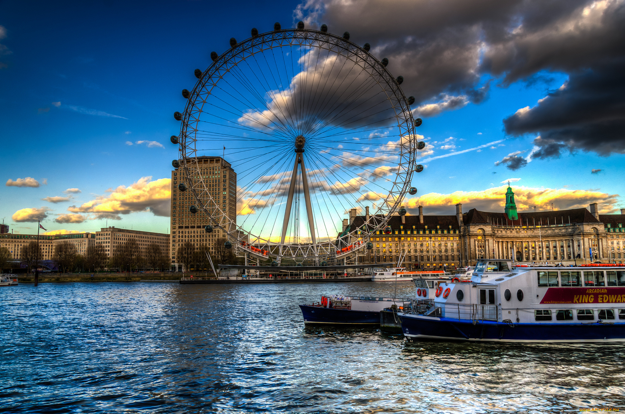 london, eye, города, лондон, , великобритания, колесо, река