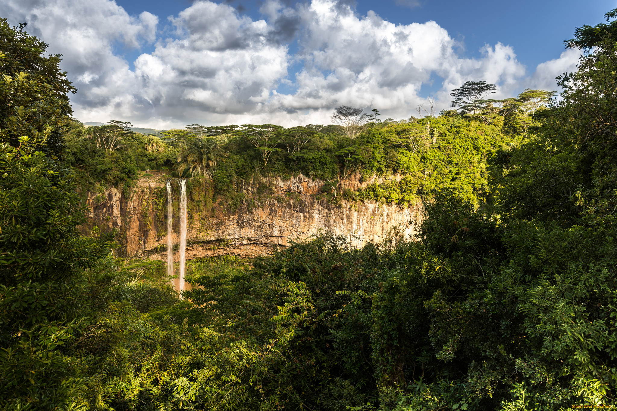 природа, водопады, водопад, река, лес
