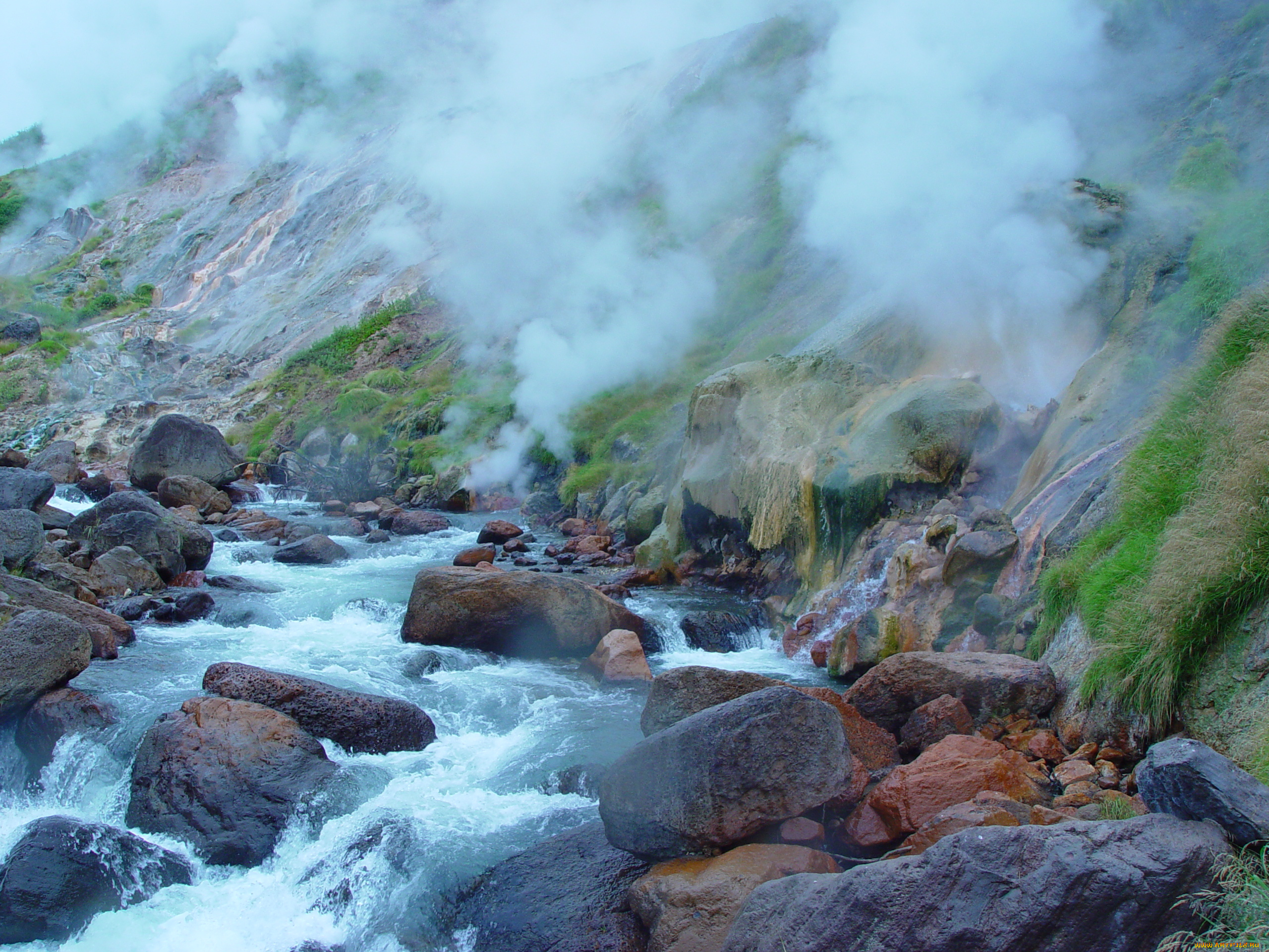 долина, гейзеров, природа, реки, озера, ручей, камчатка, долина, гейзеров, гейзеры