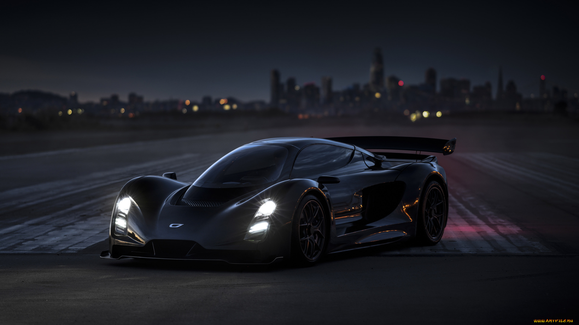 2021, czinger, 21c, автомобили, -unsort, гиперкар, черный, американские, город, панорама