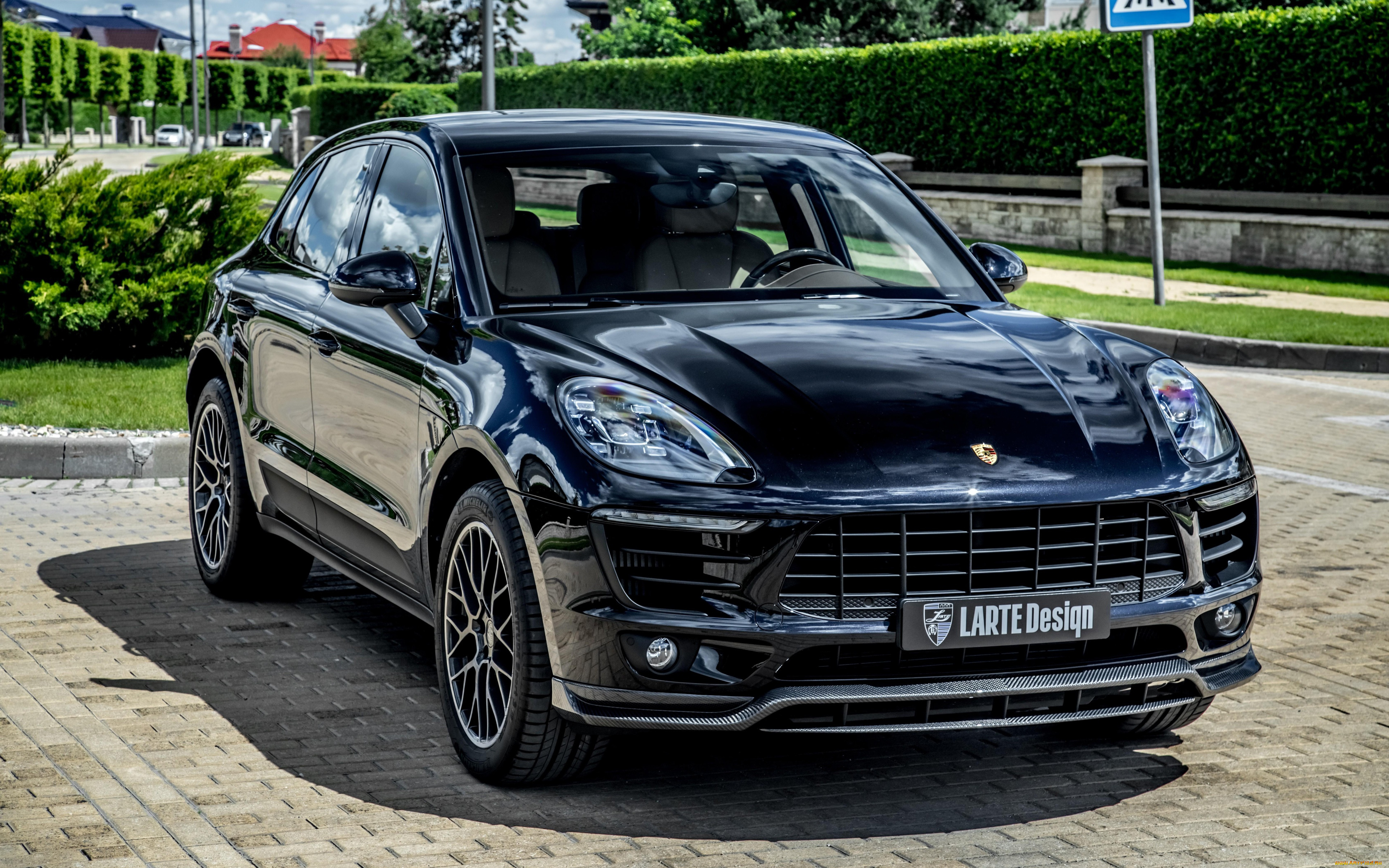 2020, larte, design, porsche, macan, автомобили, porsche, macan, larte, design, 2020, экстерьер, вид, спереди, черный, внедорожник, новый, немецкие