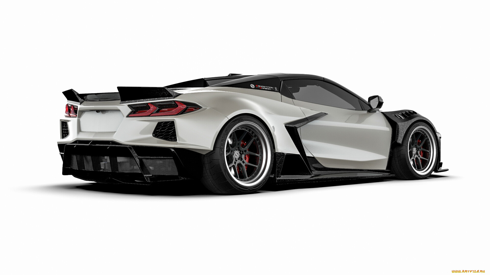 автомобили, 3д, chevrolet, corvette, c8, competition, carbon, stance