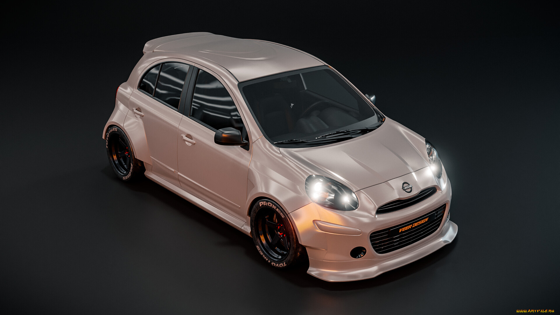 автомобили, 3д, nissan, micra, k13, widebody