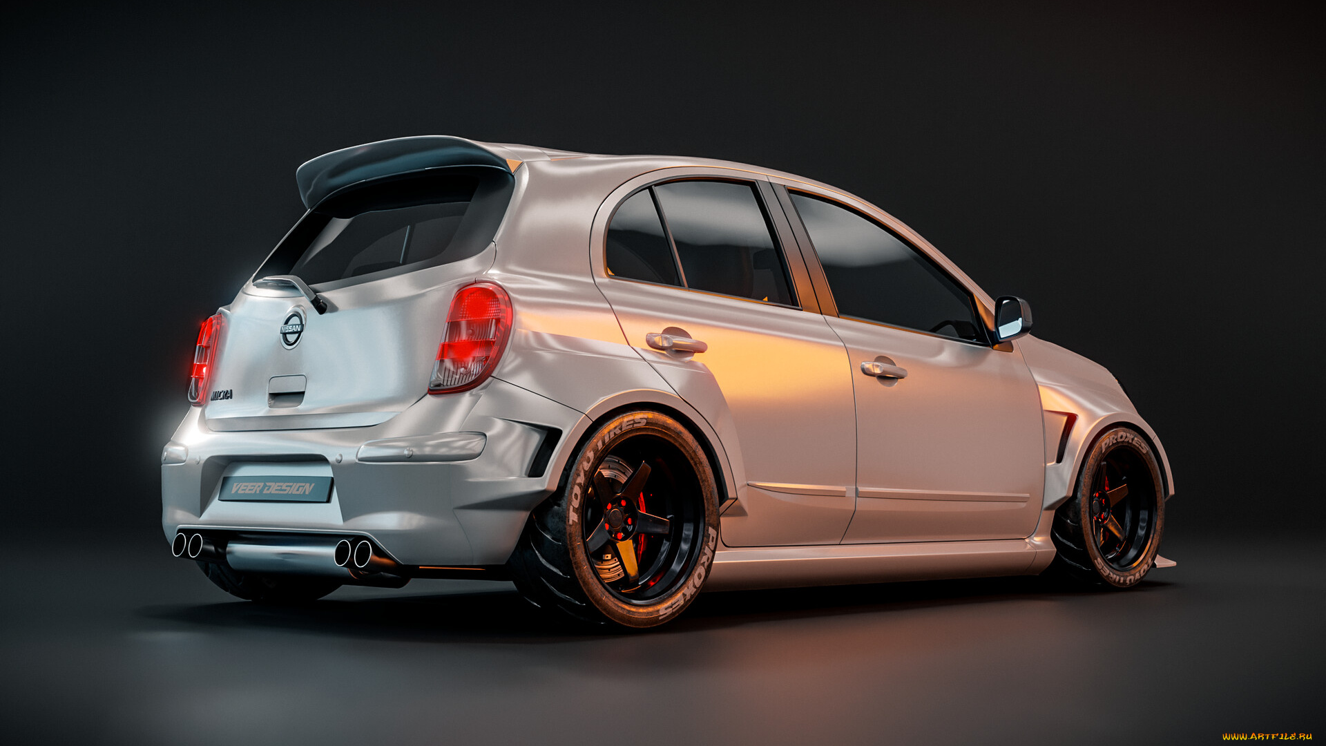 автомобили, 3д, nissan, micra, k13, widebody