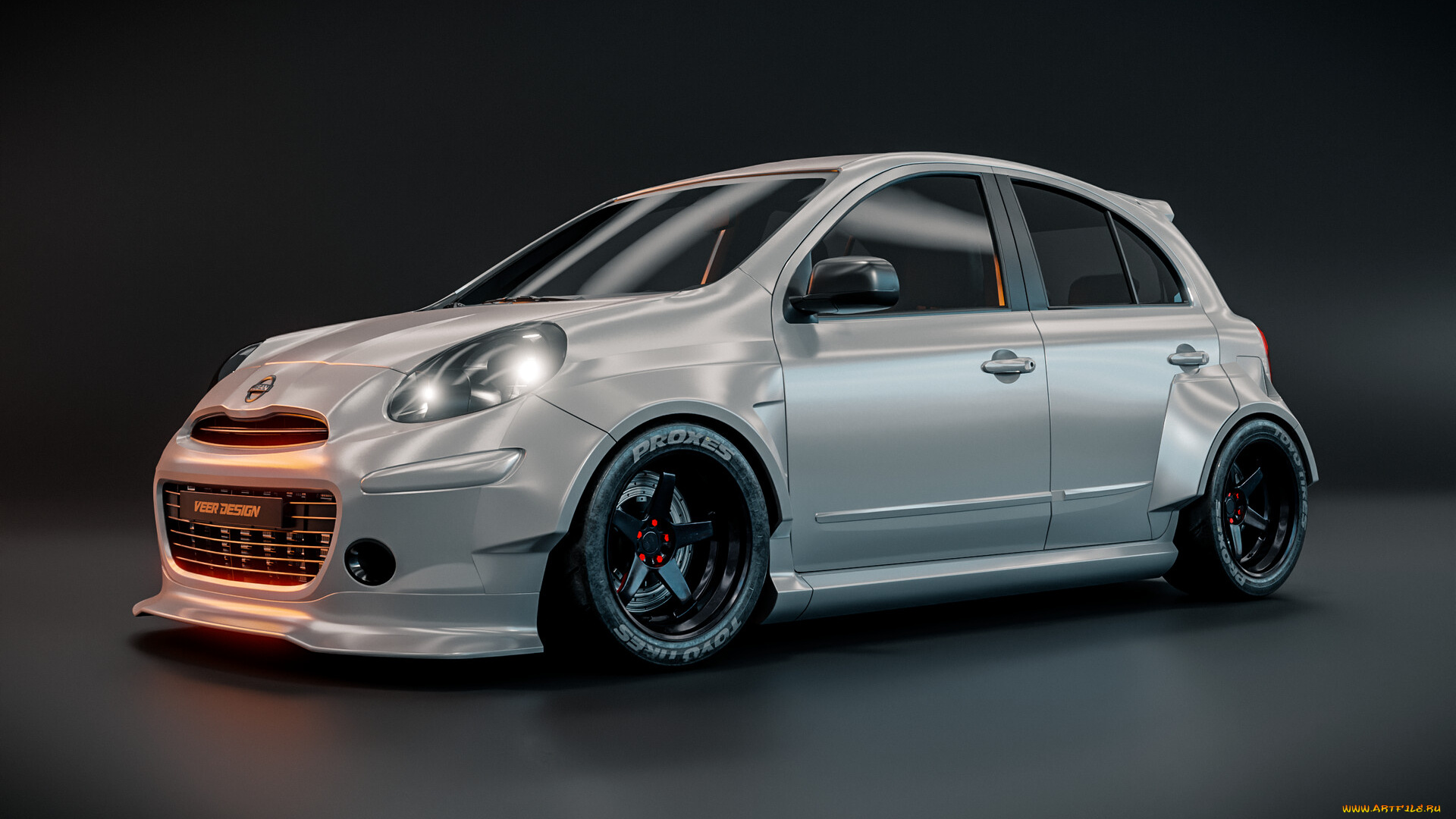 автомобили, 3д, nissan, micra, k13, widebody