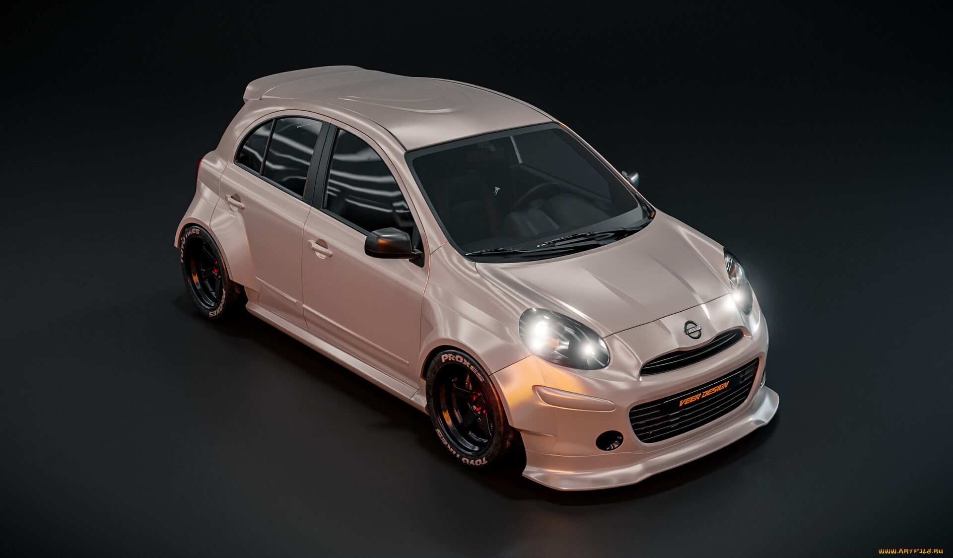 автомобили, 3д, nissan, micra, k13, widebody