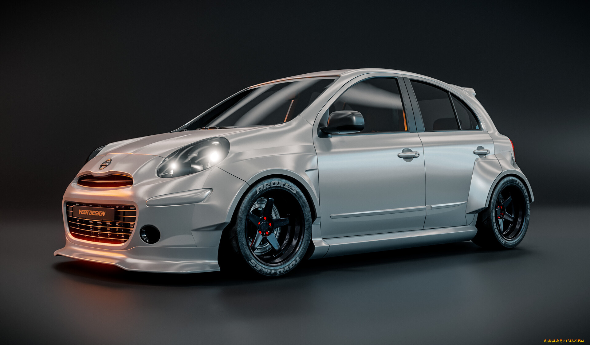 автомобили, 3д, nissan, micra, k13, widebody