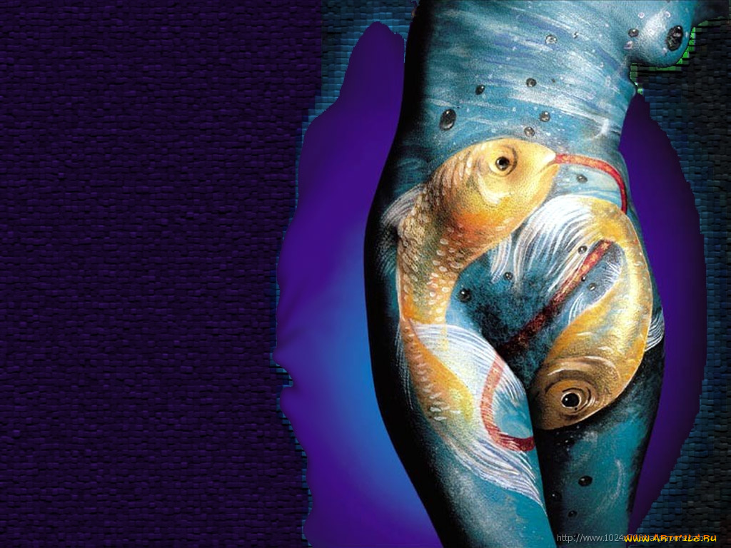 pisces, разное, знаки, зодиака, девушка, тело, рисунок, боди-арт, рыба, пузыри, пупок, живот, нагота