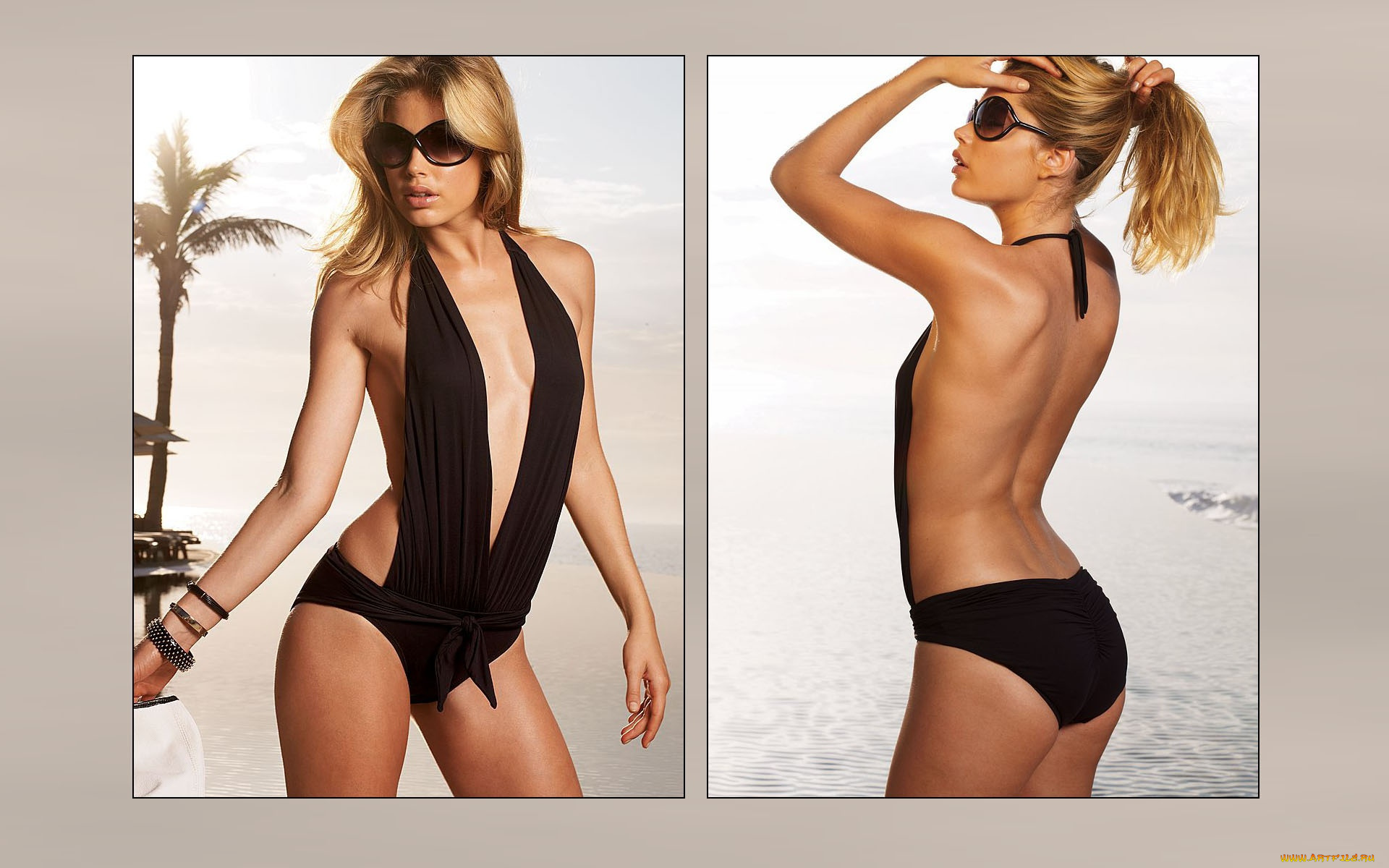 _Unsort, -НЕ, ВЫБИРАТЬ, , , девушки, , не, выбирать, очки, купальник, doutzen, kroes, модель, блондинка, пальма, браслеты