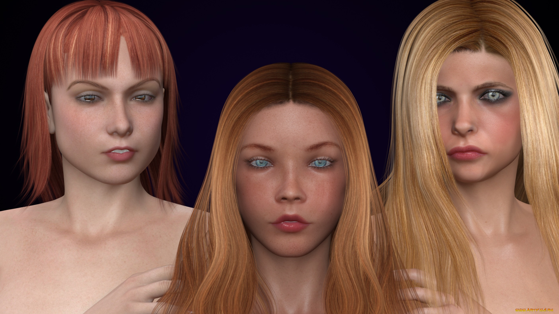 3д, графика, portraits, , портрет, взгляд, девушки