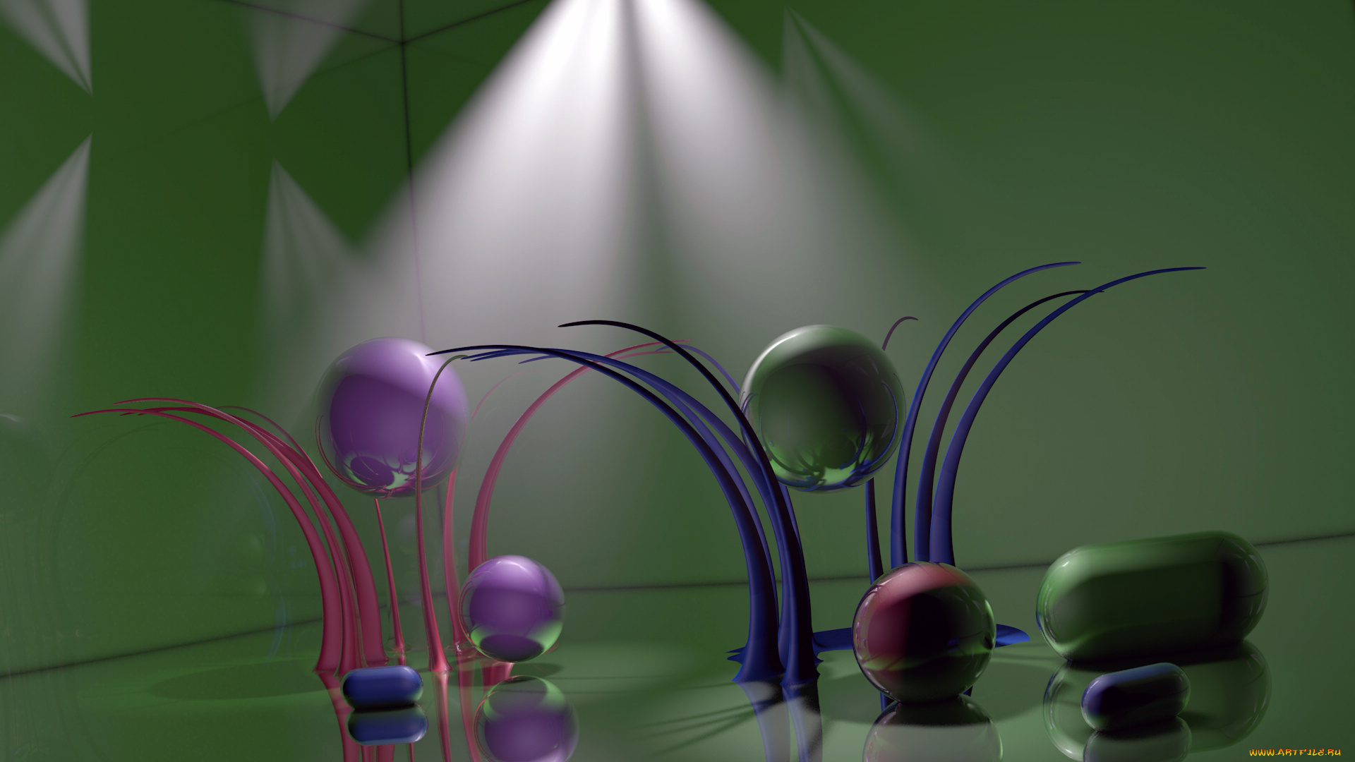 3д, графика, шары, луч