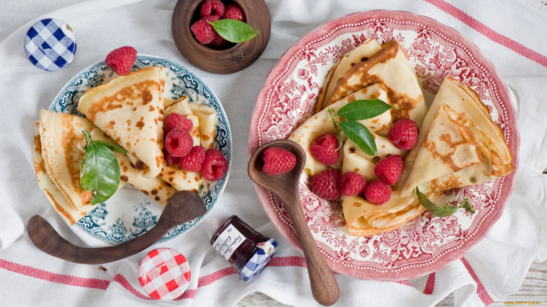 еда, блины, , оладьи, ягоды, малина