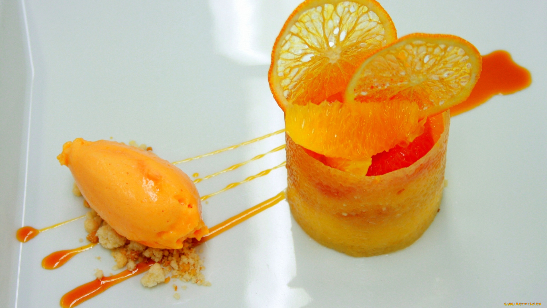 еда, мороженое, , десерты, апельсин, крем, пирожное