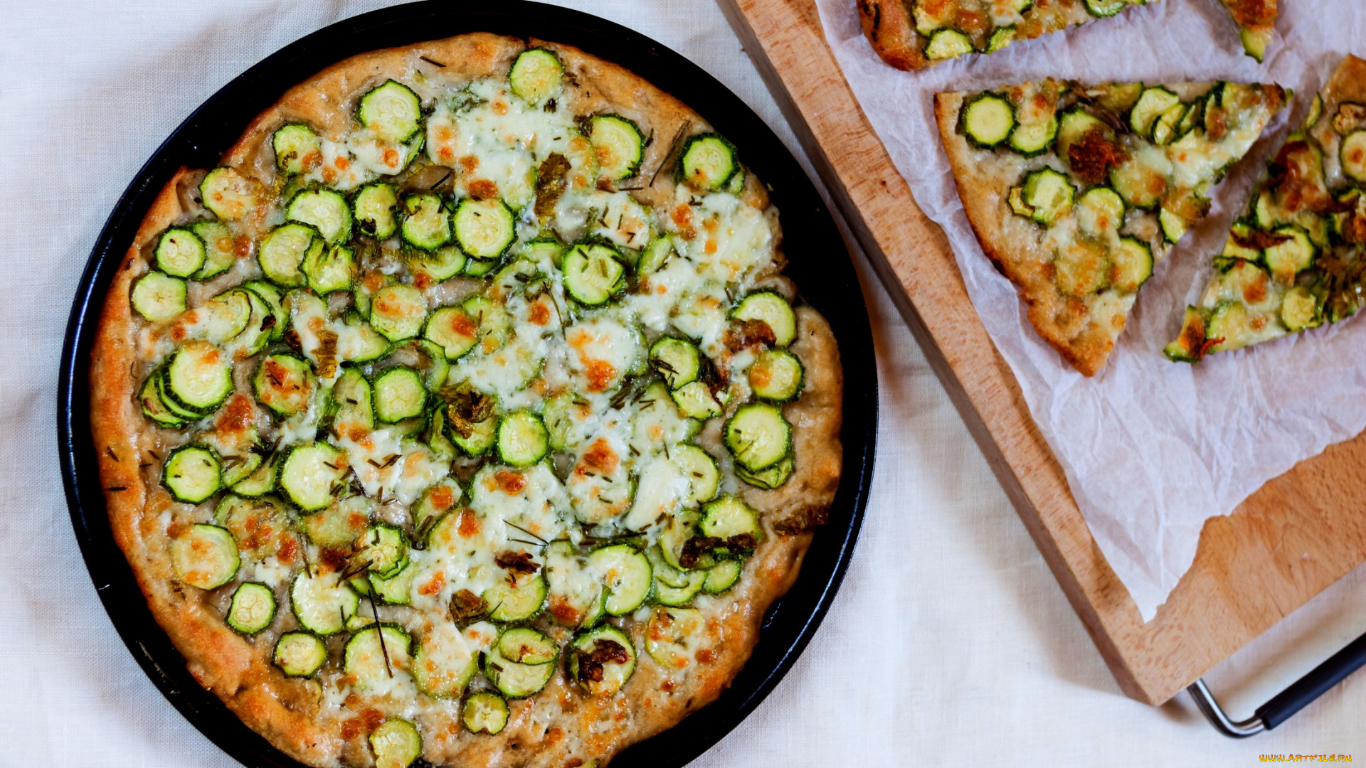 еда, пицца, зелень, начинка, пирог