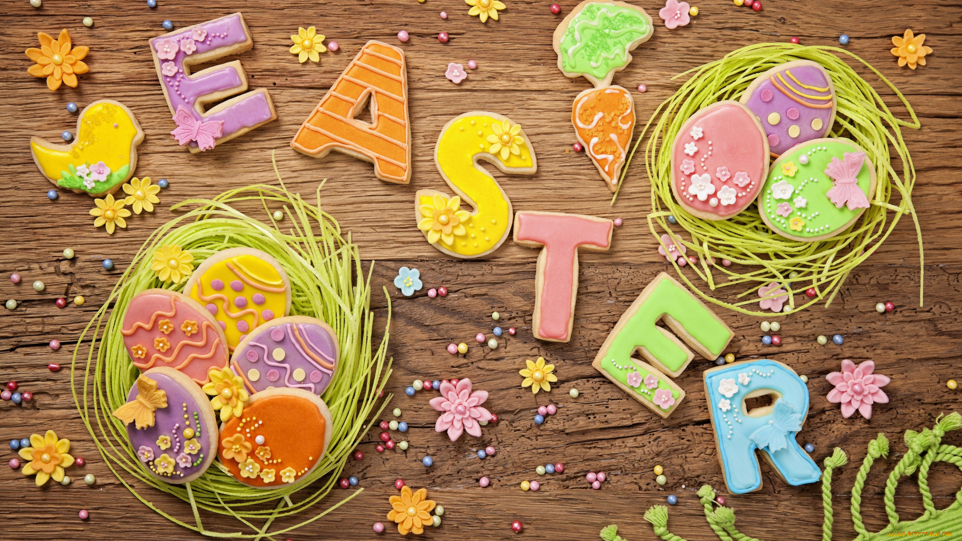 еда, пирожные, , кексы, , печенье, цветы, печенье, пасха, праздник