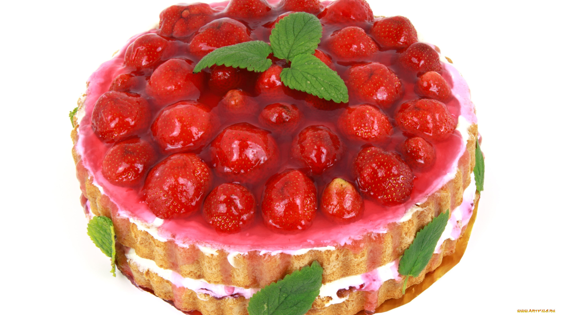 еда, торты, сироп, клубника, мята