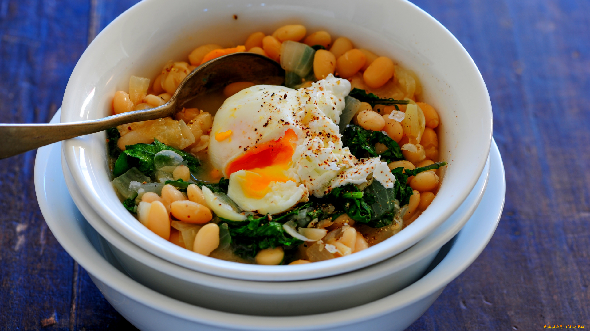 еда, Яичные, блюда, бобы, яйцо, зелень, второе, блюдо