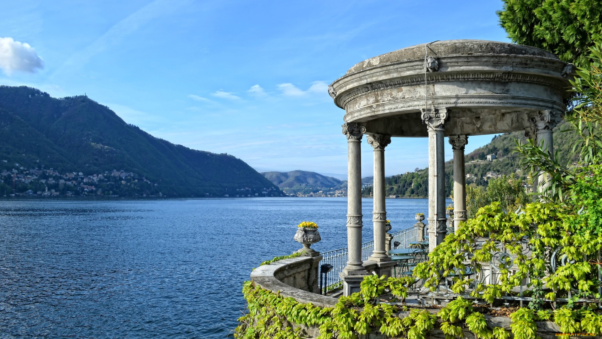 города, -, пейзажи, беседка, вода