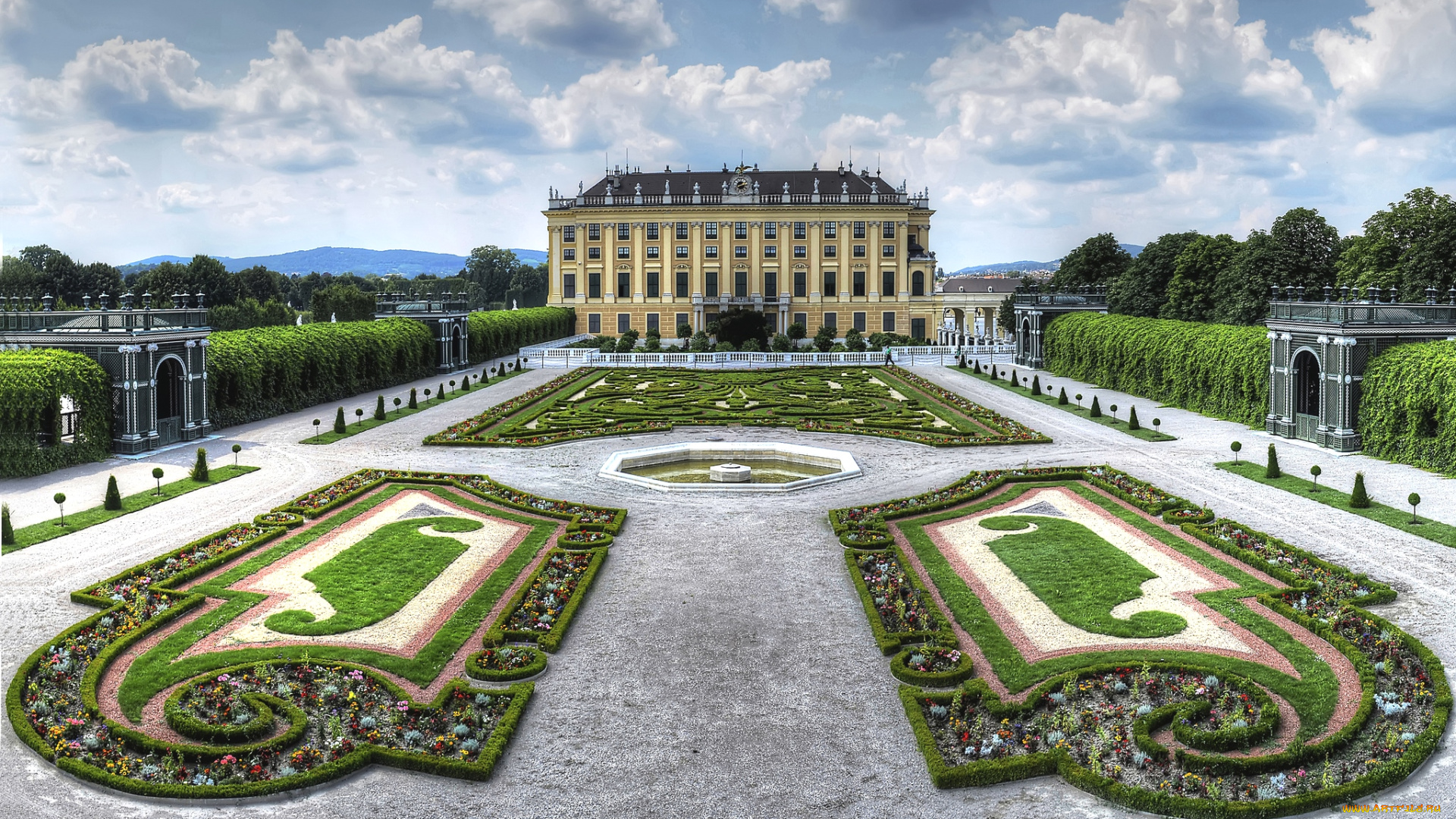 города, вена, , австрия, парк, дворец