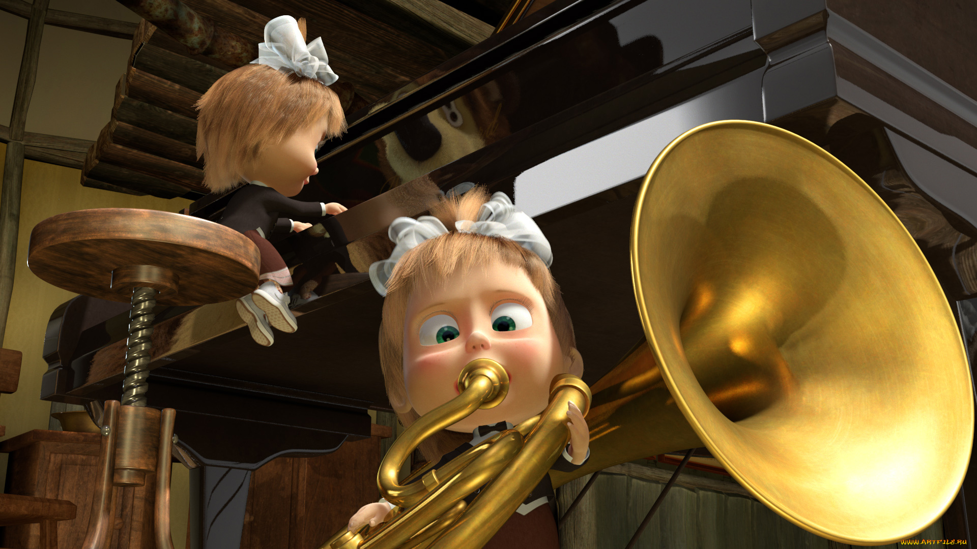 мультфильмы, маша, и, медведь, маша, медведь, мишка, пианино