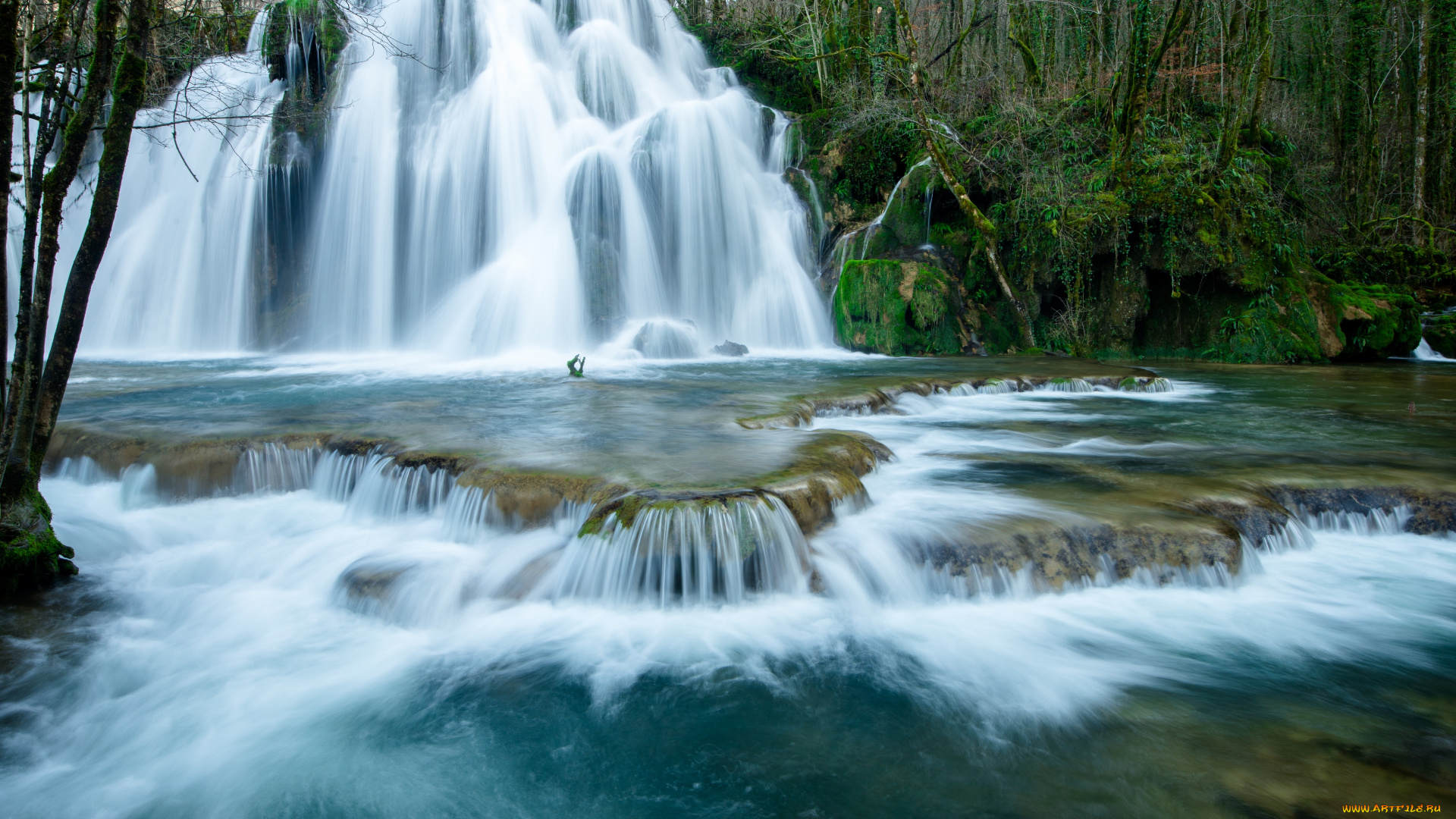 природа, водопады, поток, вода